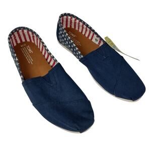 Toms Classic Americana Navy Canvas Stars Flats Size 10W